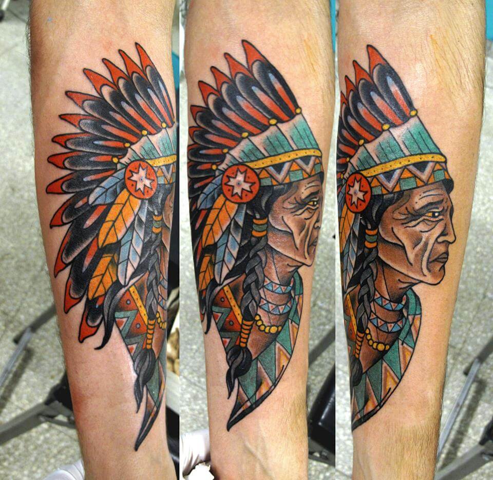 Tatuaje de indio anciano