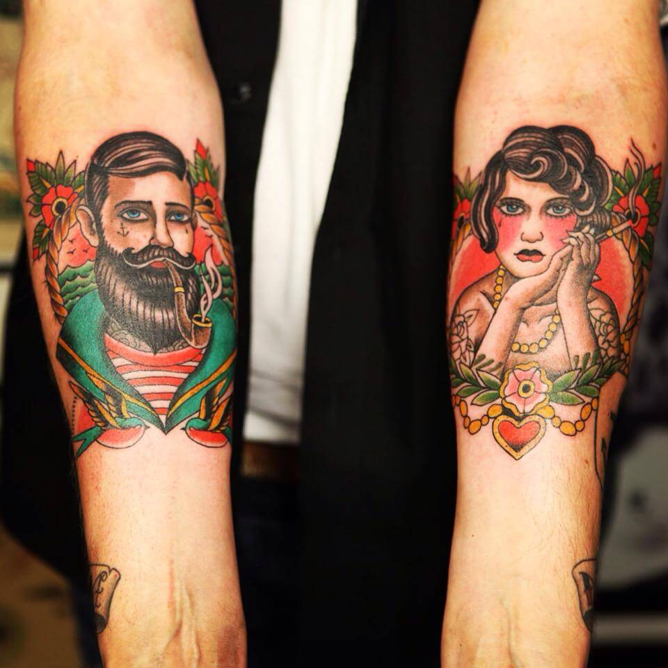 Tatuaje de marinero y camarera