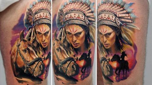 tatuajes de indios a color